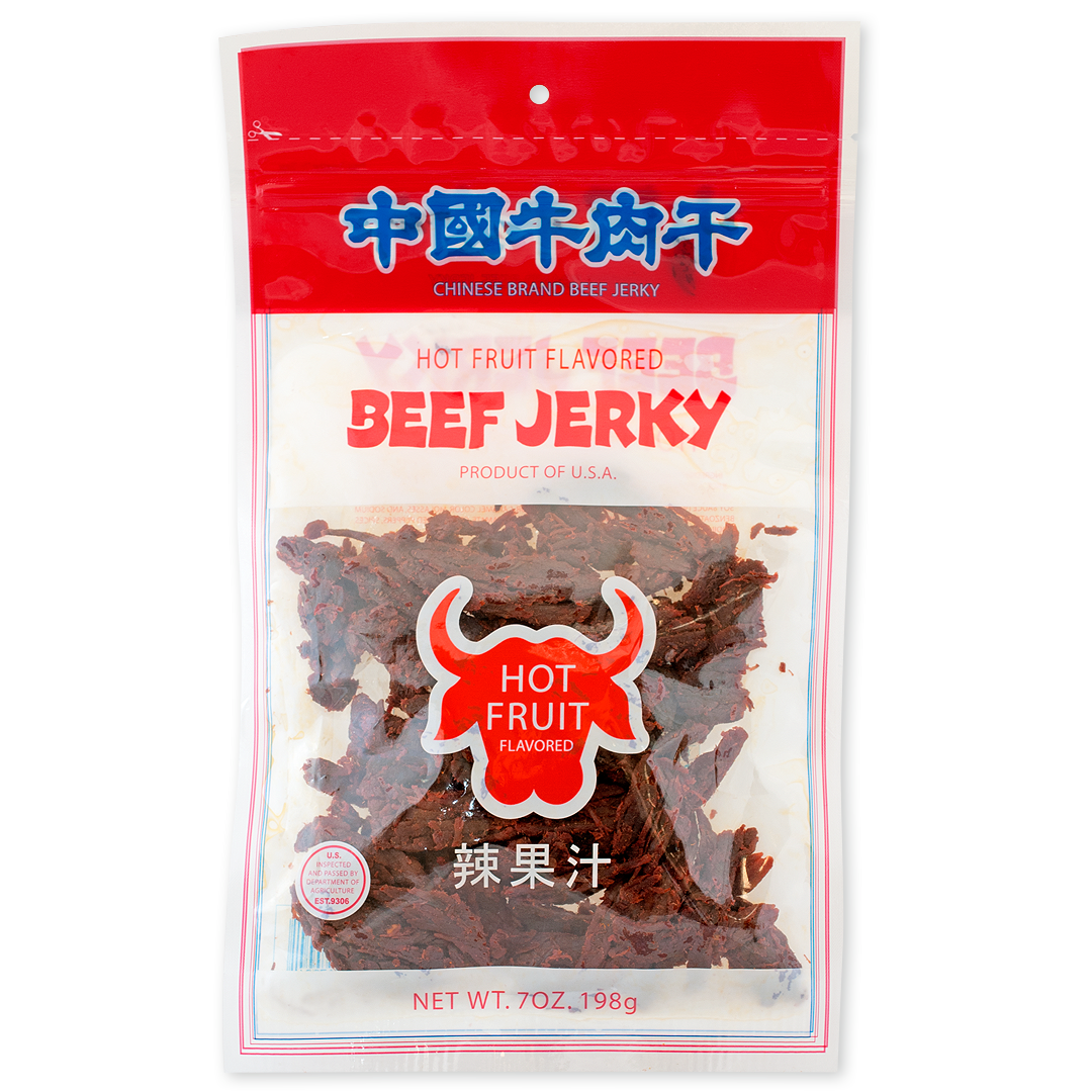 HOT FRUIT FLAVORED BEEF JERKY 中國牛肉干 辣果汁味-Chinese Brand Beef Jerky