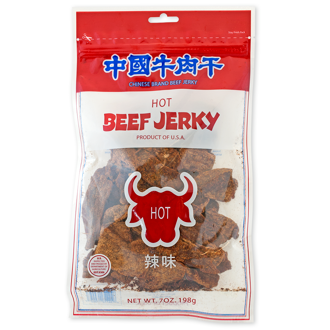 HOT FLAVORED BEEF JERKY 中國牛肉干 辣味-Chinese Brand Beef Jerky
